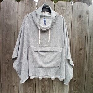 WITHOUT WALLS PONCHO WOMENS SIZE M/L GRAY HOODIE SWEATER PULLOVER POCKETS